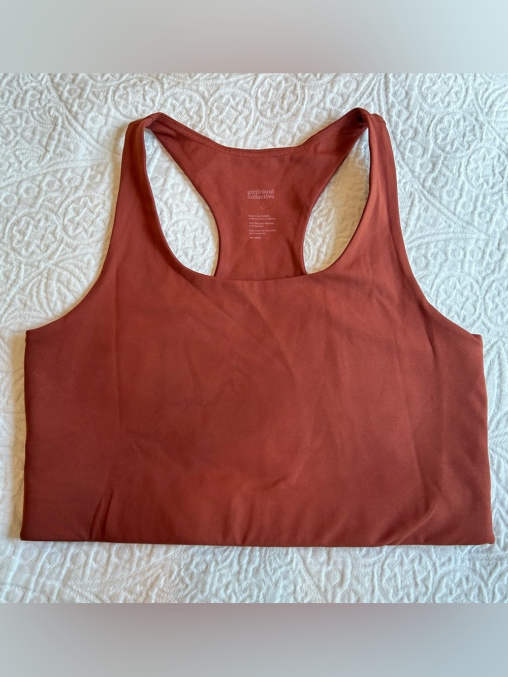 girlfriend collective large Terracotta Racerback Sports Bra EUC